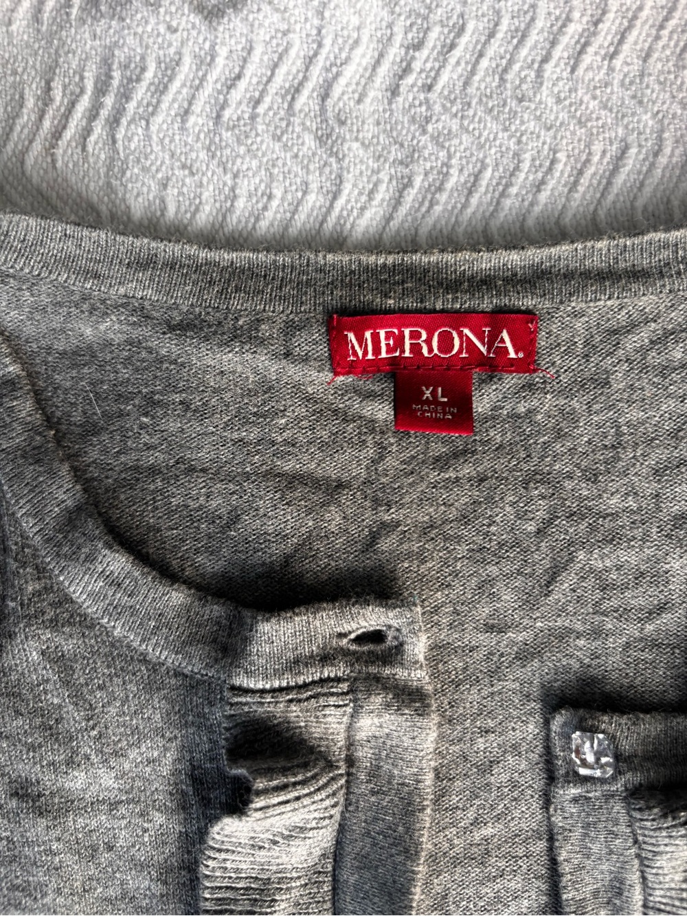 Merona Gray Ruffle-Front Button Cardigan - Picture 2 of 8